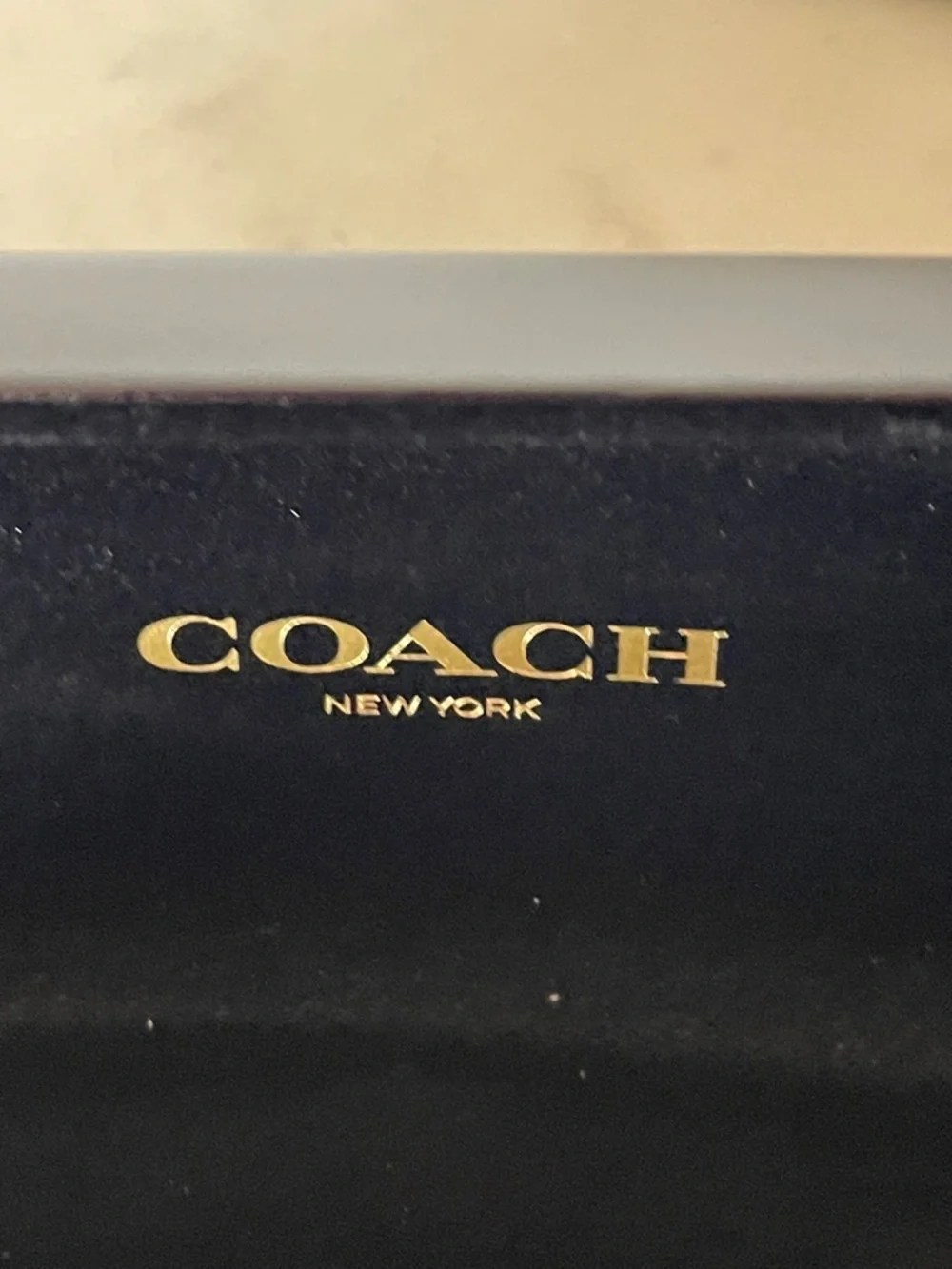 COACH Black and Gold Eyewear Clamshell Case with Cleaning Wipes